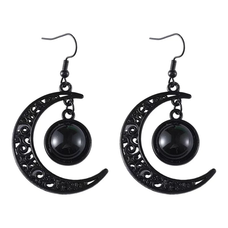 Gothic Schwarze Mond Ohrringe für Damen