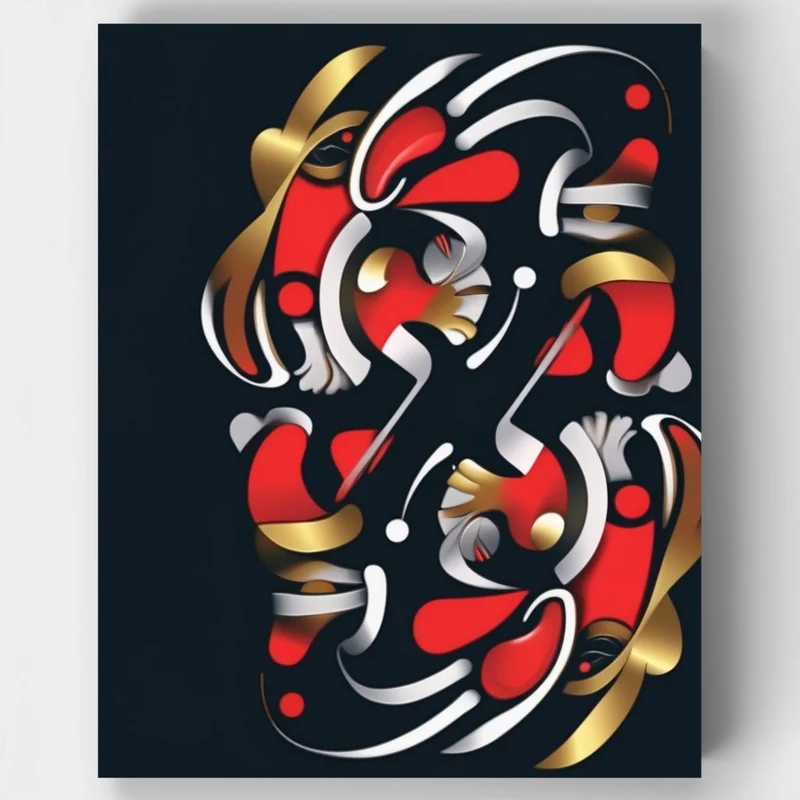 Abstract Harmony in Red and Gold - Paint by Numbers Kit