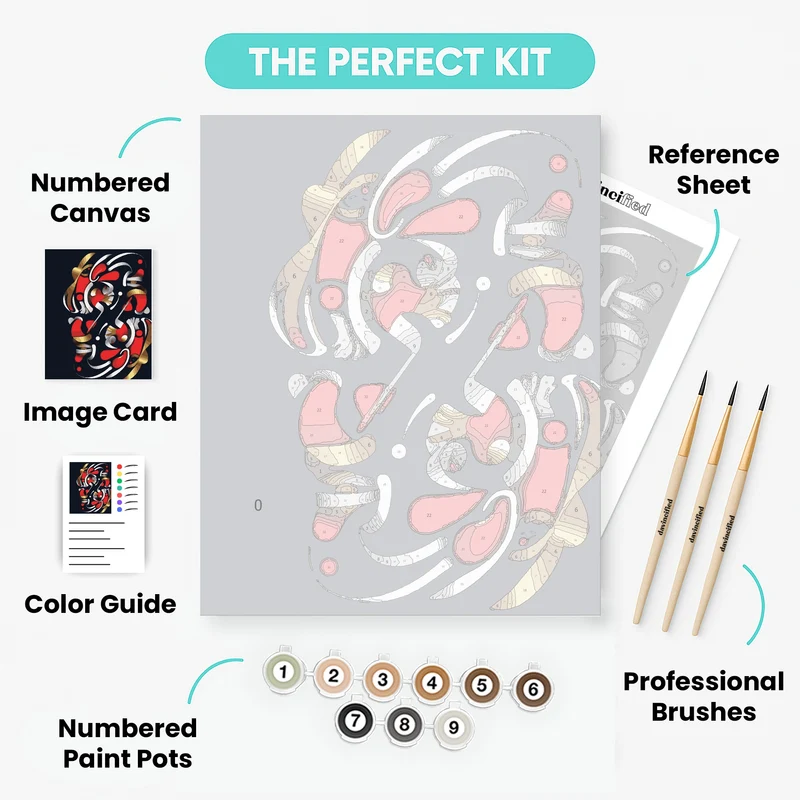 Abstract Harmony in Red and Gold - Paint by Numbers Kit