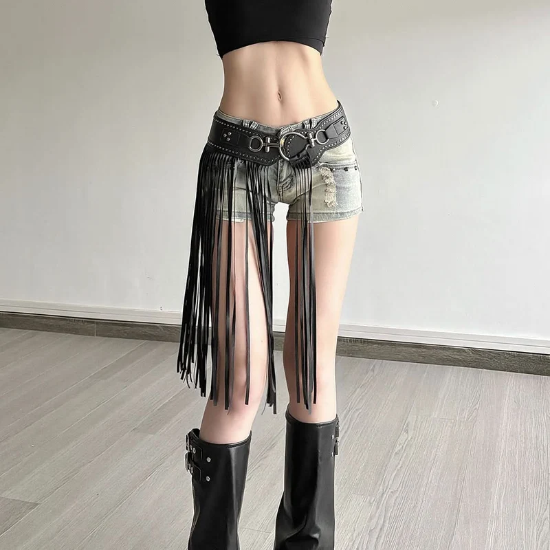 Tassels PU leather decor belt