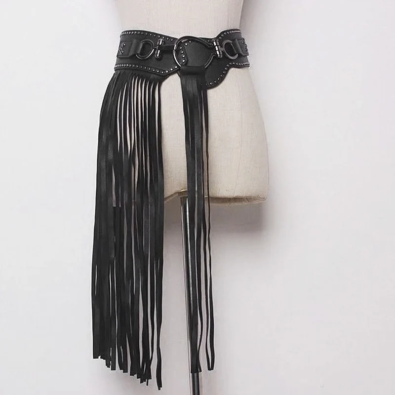 Tassels PU leather decor belt