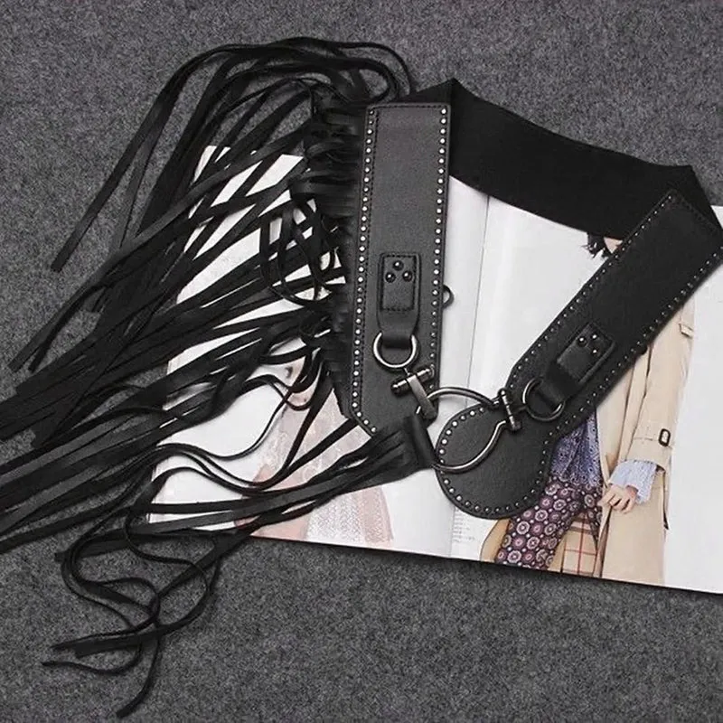 Tassels PU leather decor belt