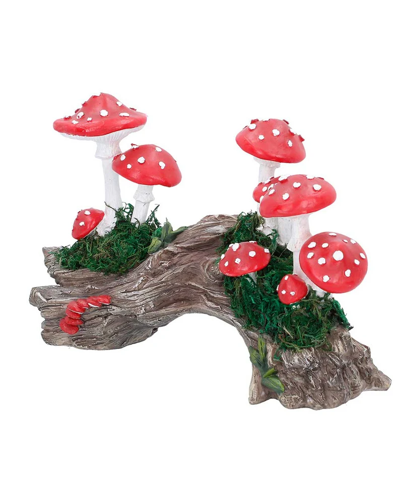 Knorriger Baumstamm mit Fliegenpilzen 23 x 15cm