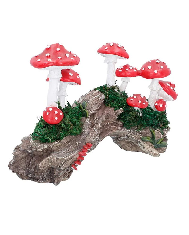 Knorriger Baumstamm mit Fliegenpilzen 23 x 15cm