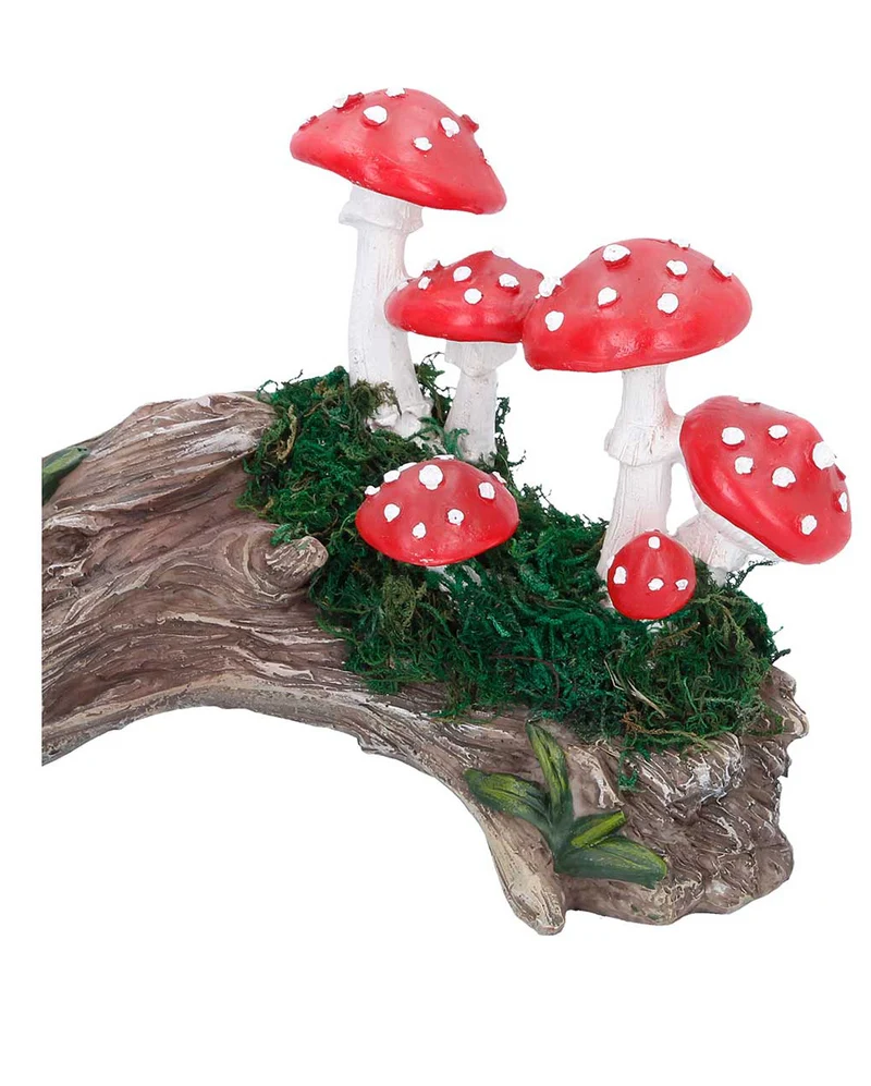 Knorriger Baumstamm mit Fliegenpilzen 23 x 15cm
