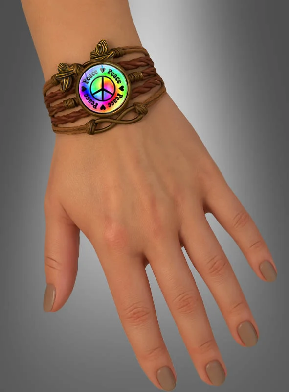 Peace Armband pink oder braun