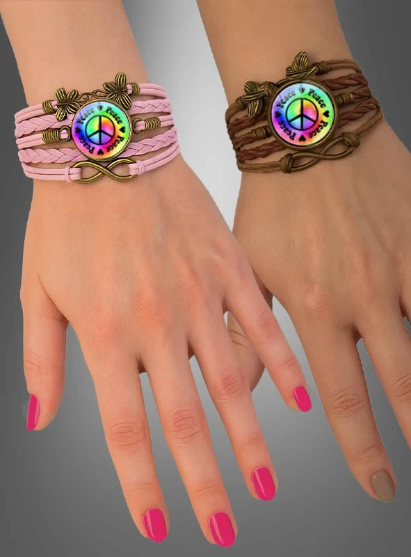 Peace Armband pink oder braun