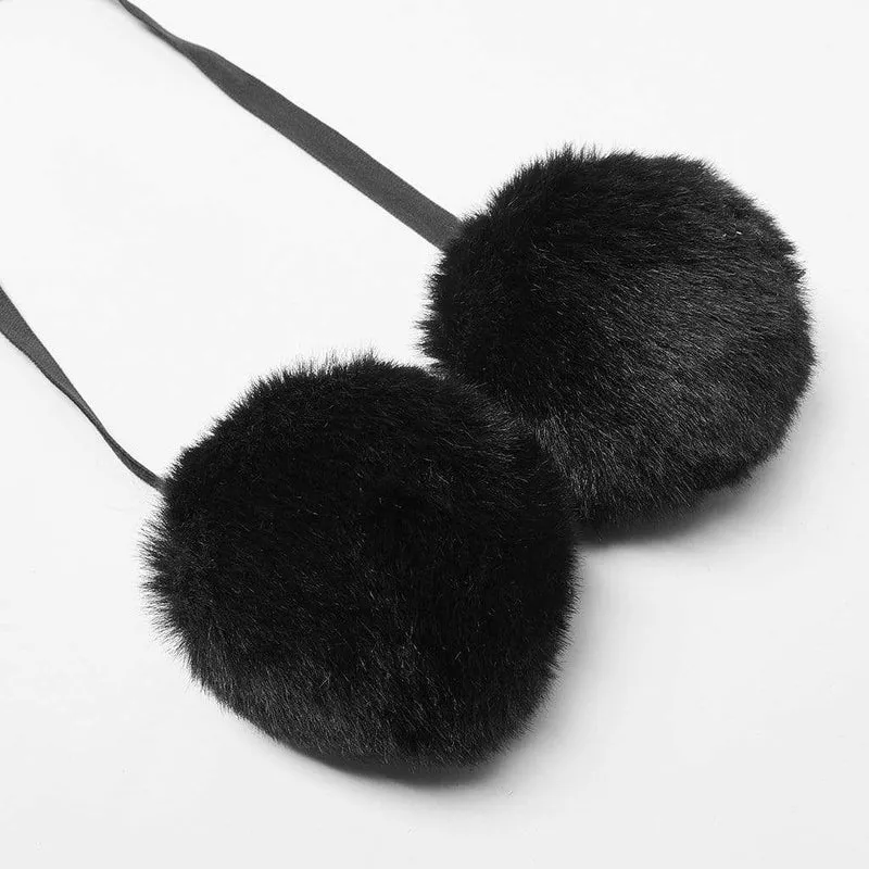 Damen Lolita Schwarzer Wollmantel mit abnehmbarem Kragen