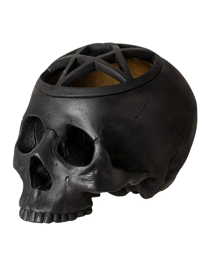 Schwarzer Pentagramm Totenschädel 17cm