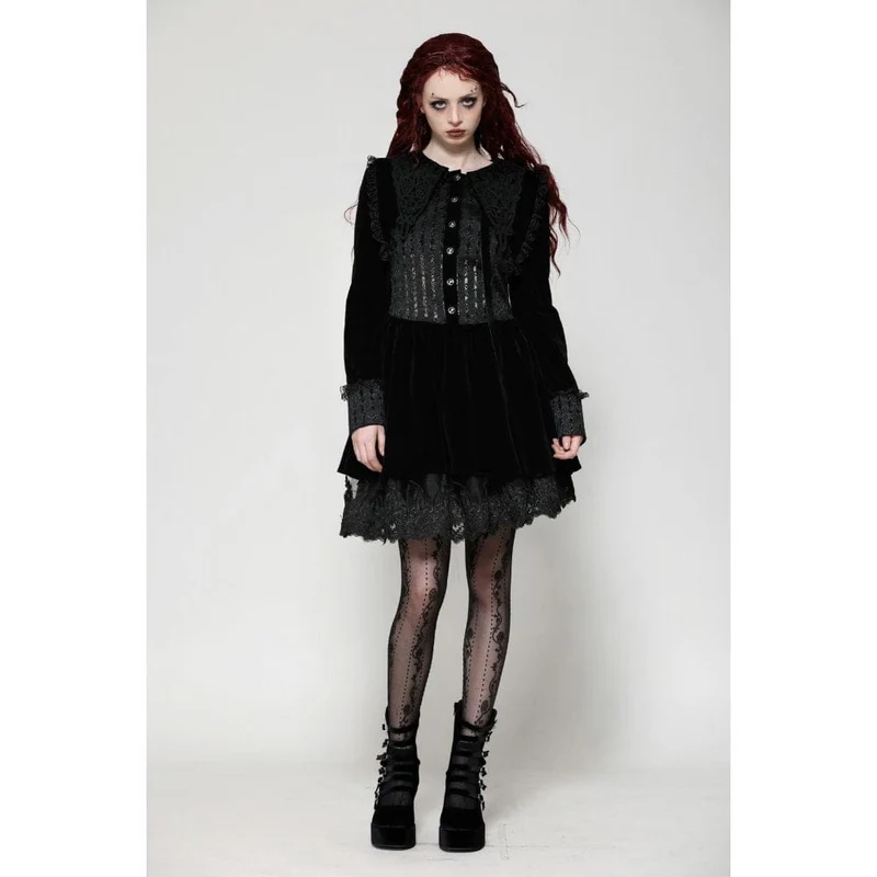 Kurzes Gothic-Spitzensamtkleid für Damen