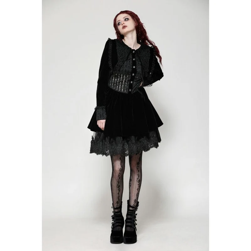 Kurzes Gothic-Spitzensamtkleid für Damen
