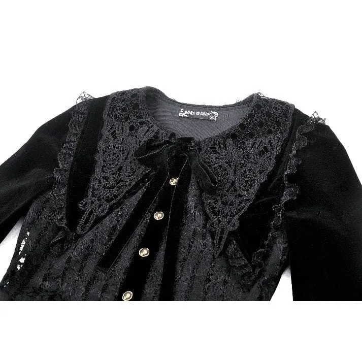Kurzes Gothic-Spitzensamtkleid für Damen
