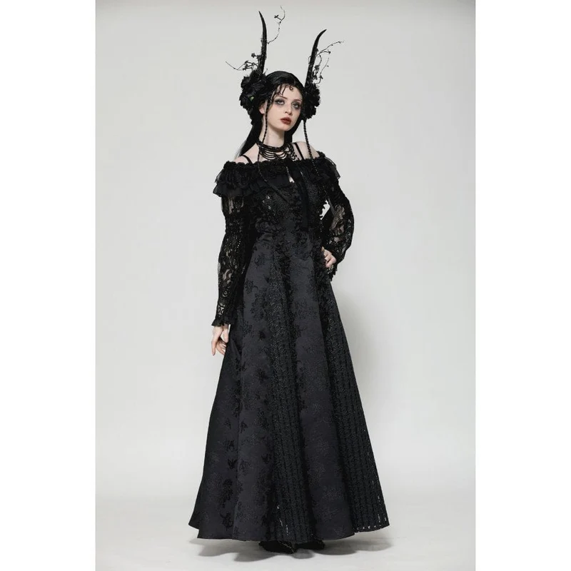 Gothic Cape mit Rüschen und Spitzenriemen für Damen