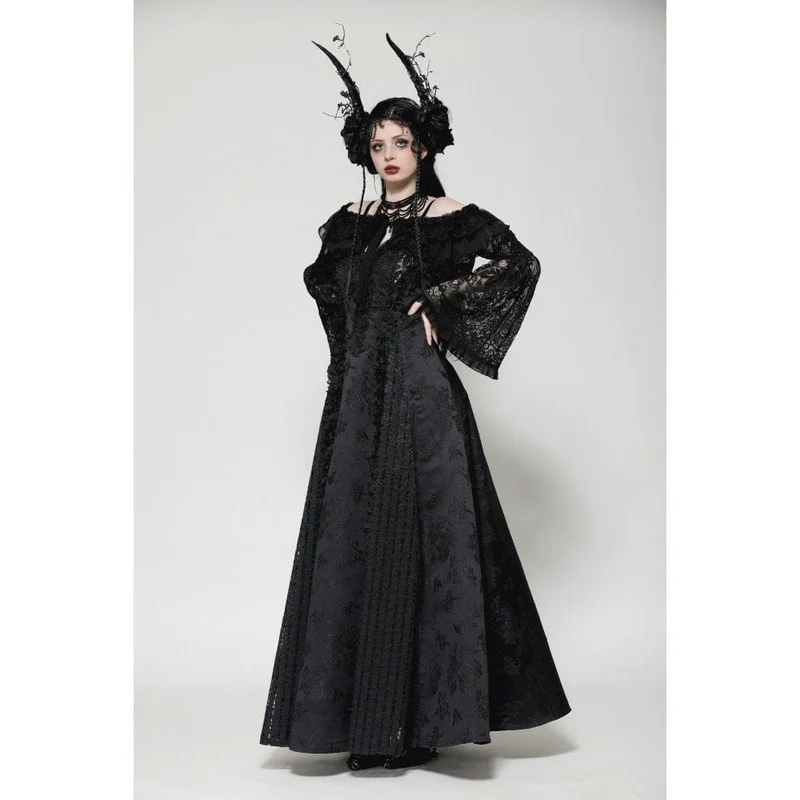 Gothic Cape mit Rüschen und Spitzenriemen für Damen