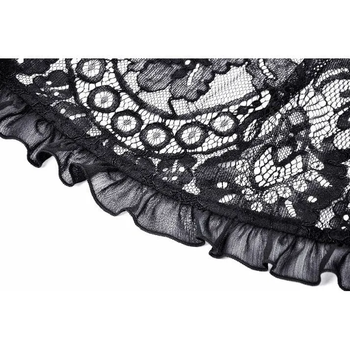 Gothic Cape mit Rüschen und Spitzenriemen für Damen