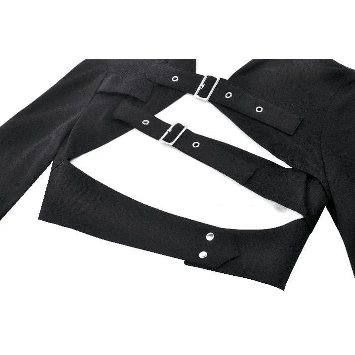 Punk-Umhang mit Cut-Outs und Kapuze für Damen