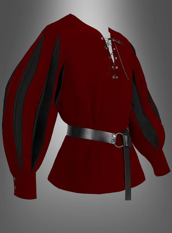 Edles Mittelalter Hemd rot-schwarz
