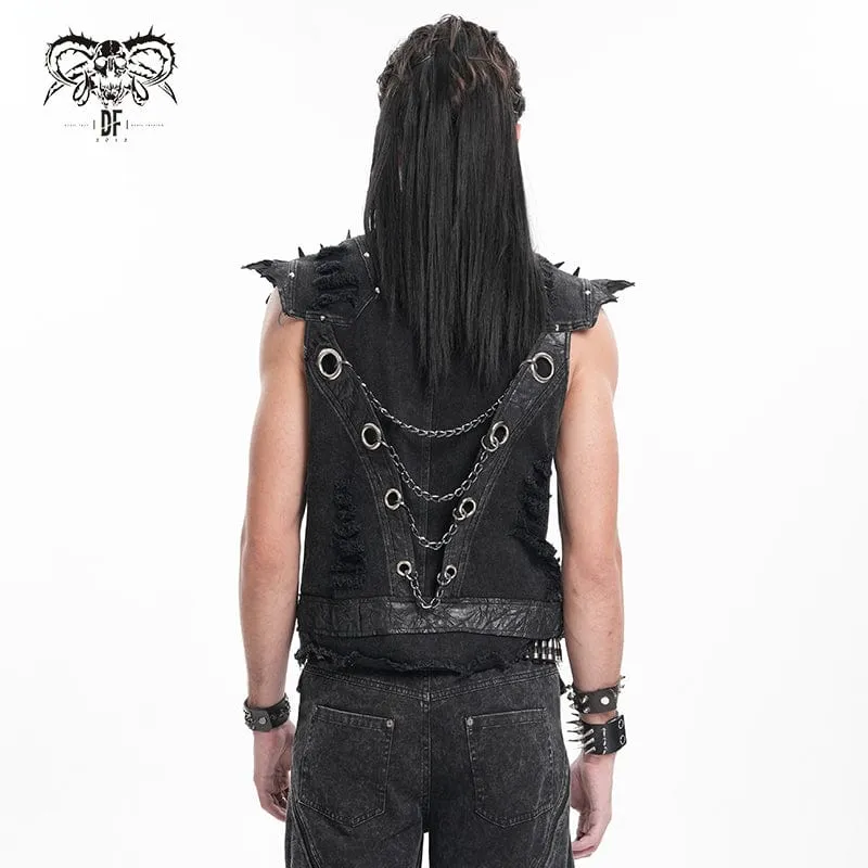 Gothic-Weste mit Nieten und Kettenringen für Herren