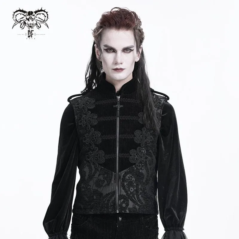 Gothic-Weste mit Häkel- und Reißverschluss für Herren
