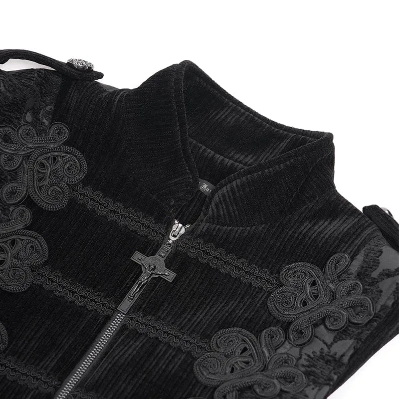 Gothic-Weste mit Häkel- und Reißverschluss für Herren