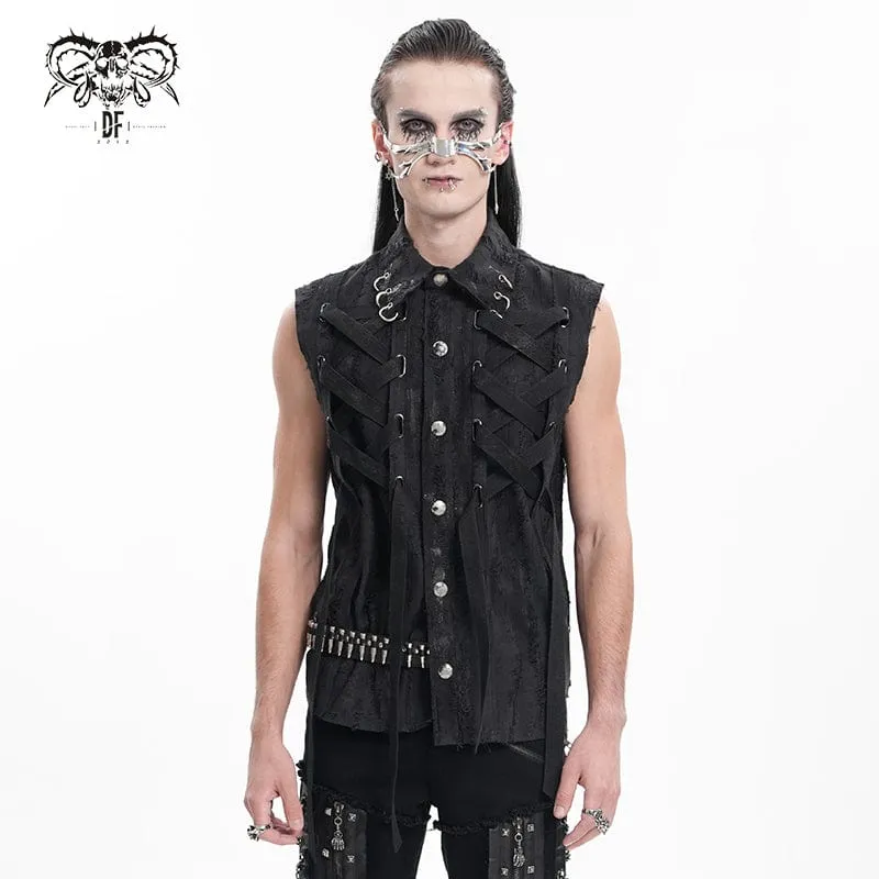 Gothic-Weste mit Schnürung und zerrissenem Ring für Herren