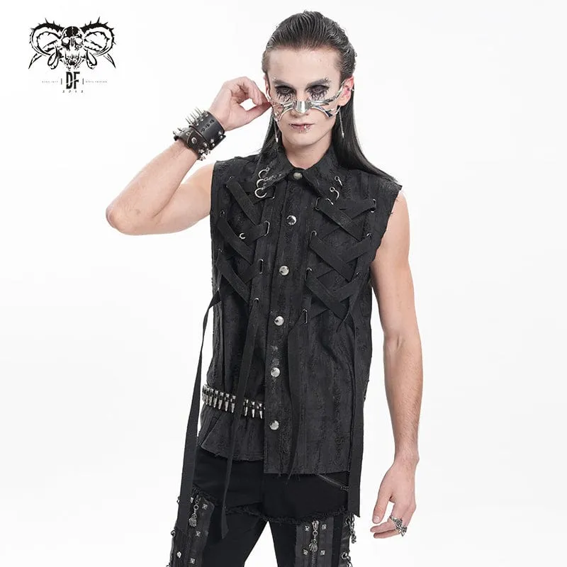 Gothic-Weste mit Schnürung und zerrissenem Ring für Herren