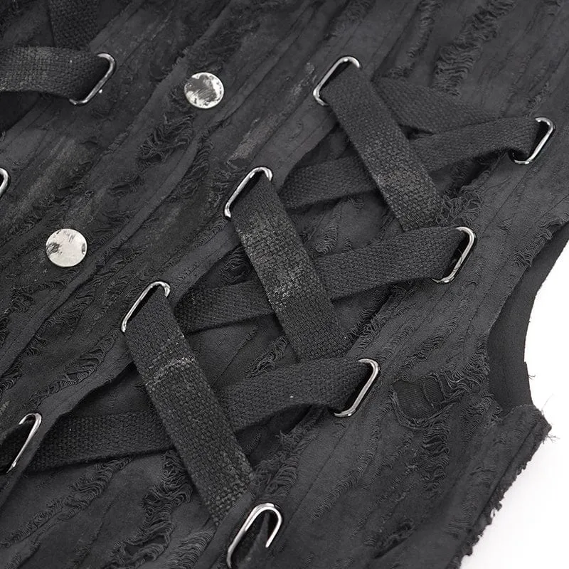 Gothic-Weste mit Schnürung und zerrissenem Ring für Herren