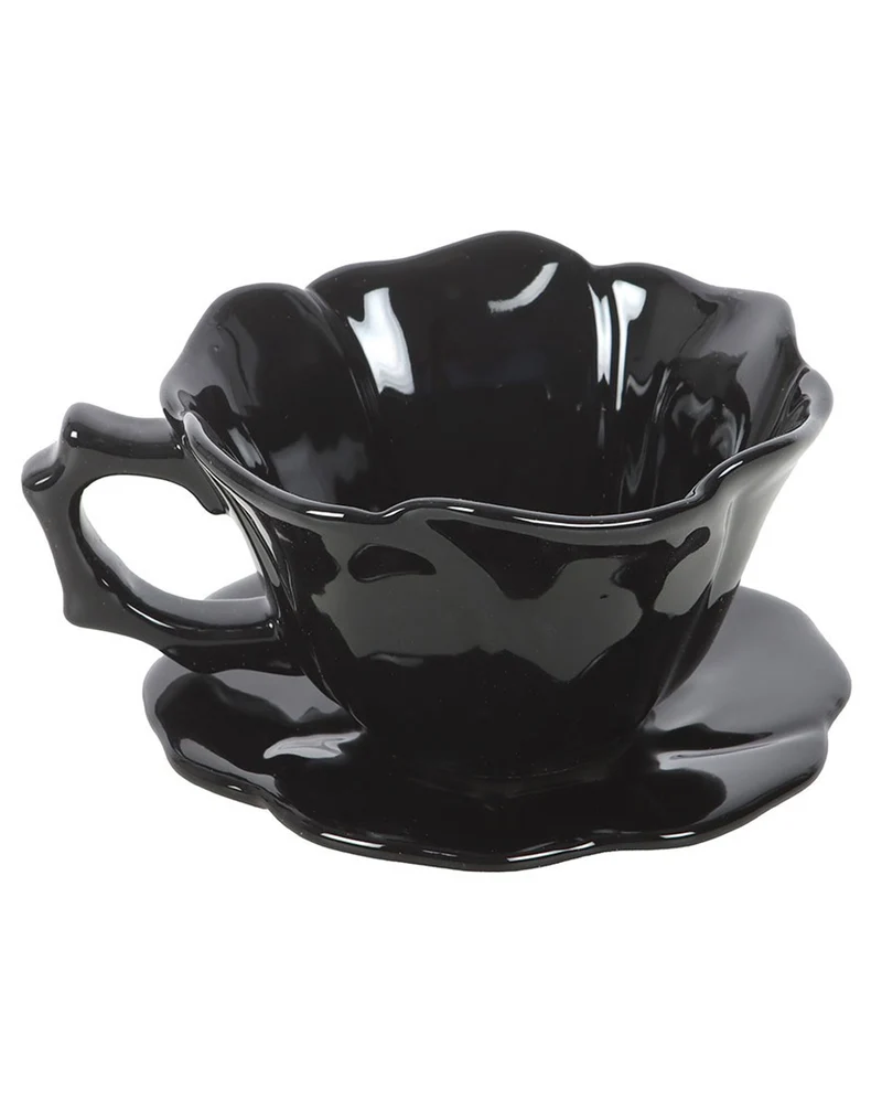 "Schwarze Rose" Teetasse & Unterteller