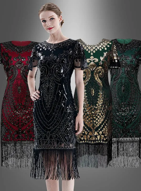 20er Jahre Kleid Kurzarm mit Pailletten Grace