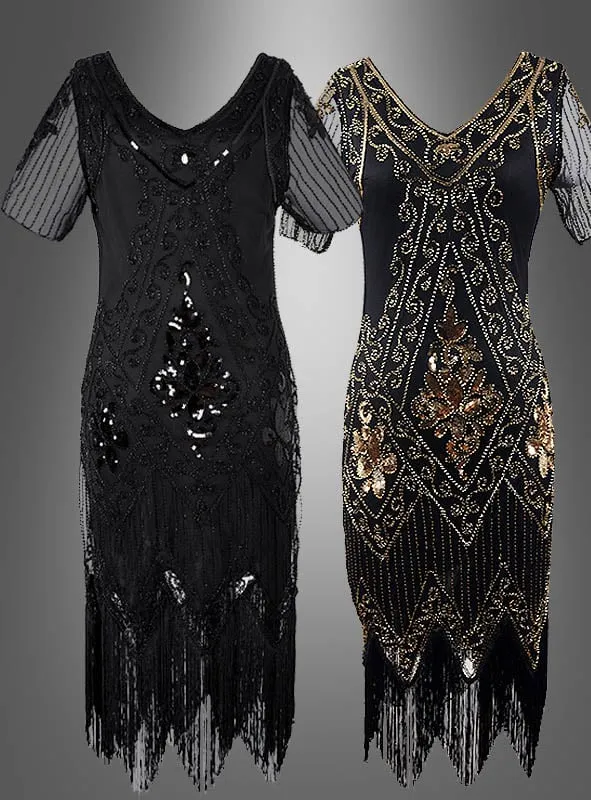 20er Paillettenkleid mit transparenten Ärmeln Gitta