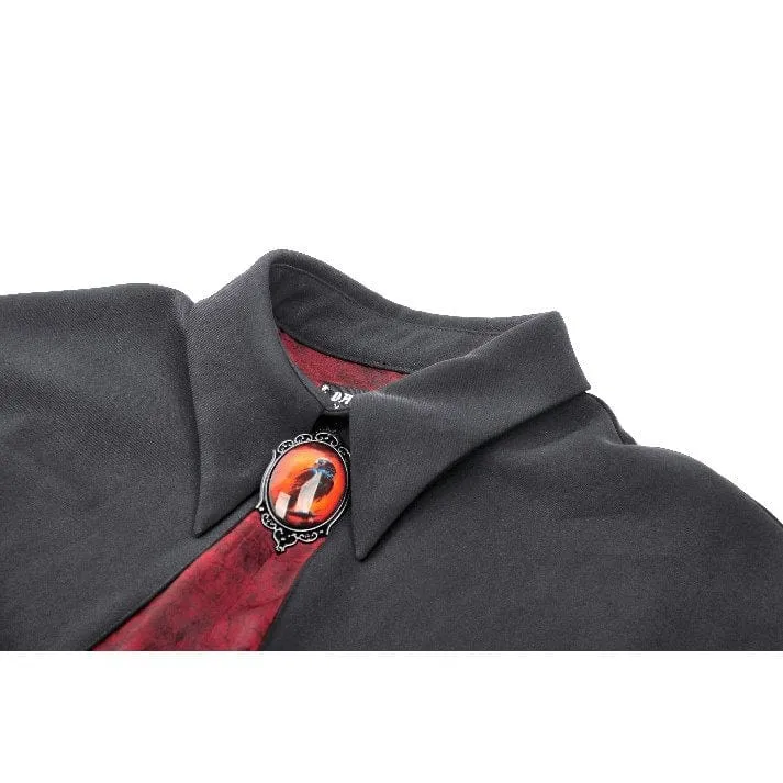 Gothic Batwing Diamond Cape für Damen Schwarz Rot