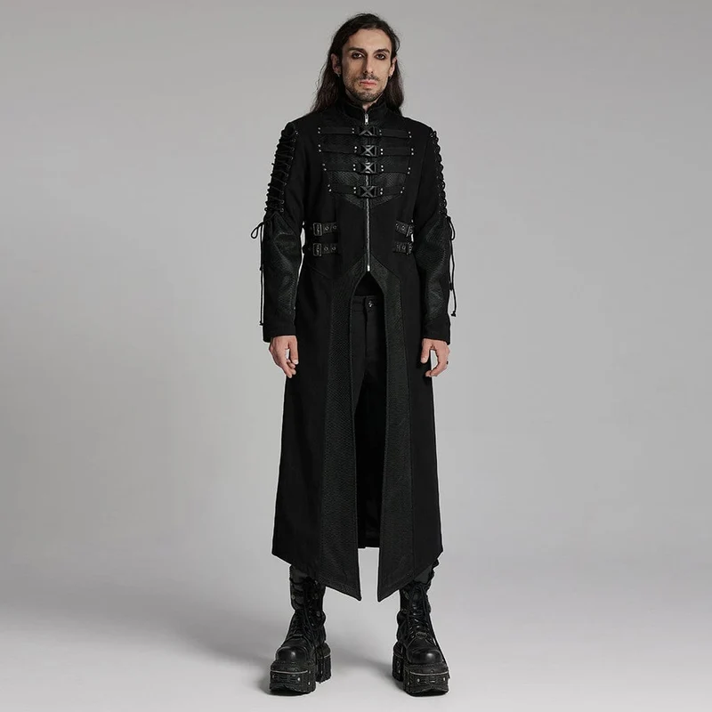 Punk-Jacke mit Schnalle und Schnürung für Herren