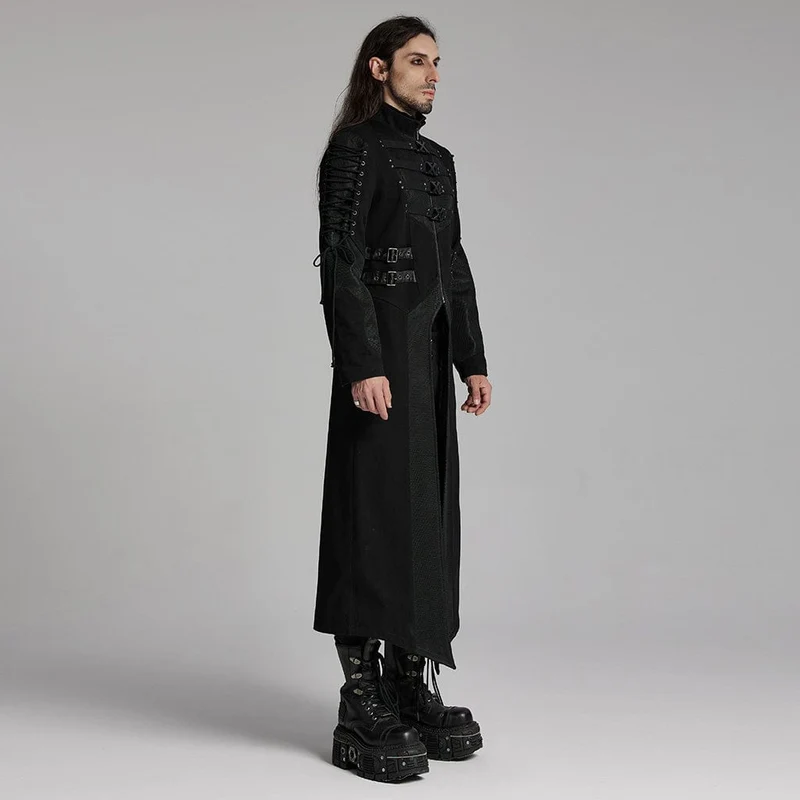 Punk-Jacke mit Schnalle und Schnürung für Herren
