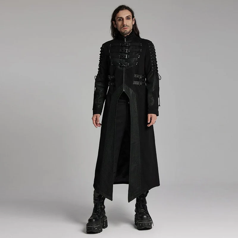 Punk-Jacke mit Schnalle und Schnürung für Herren