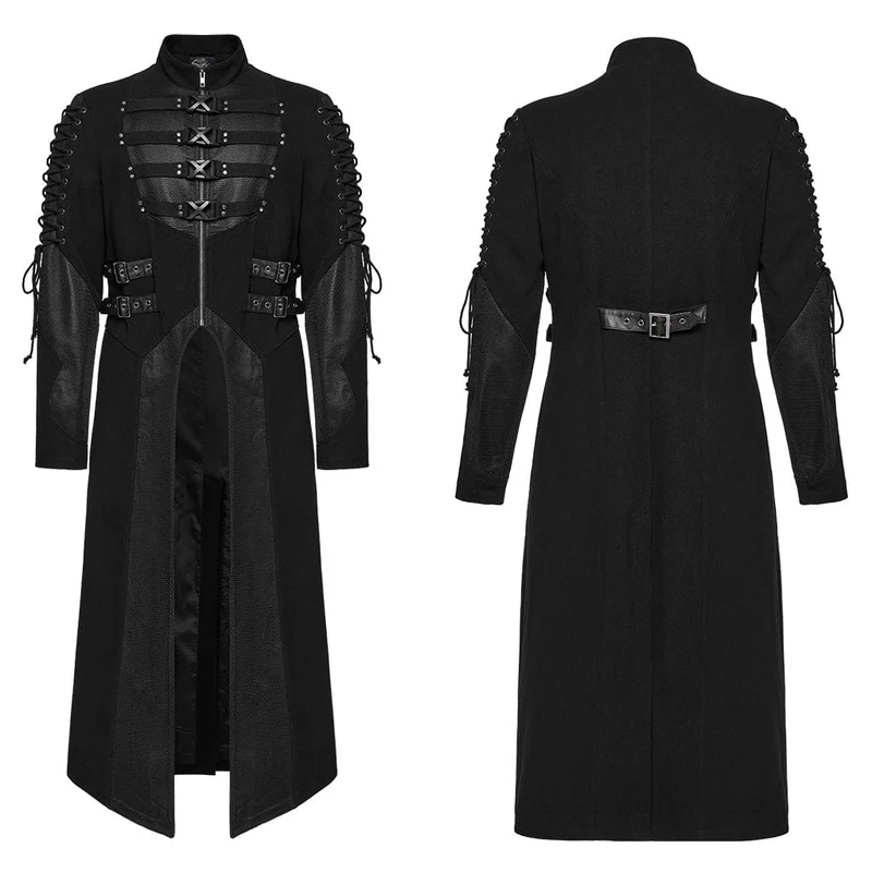 Punk-Jacke mit Schnalle und Schnürung für Herren