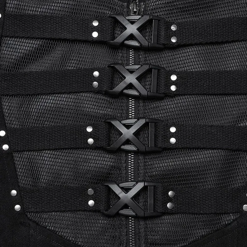 Punk-Jacke mit Schnalle und Schnürung für Herren