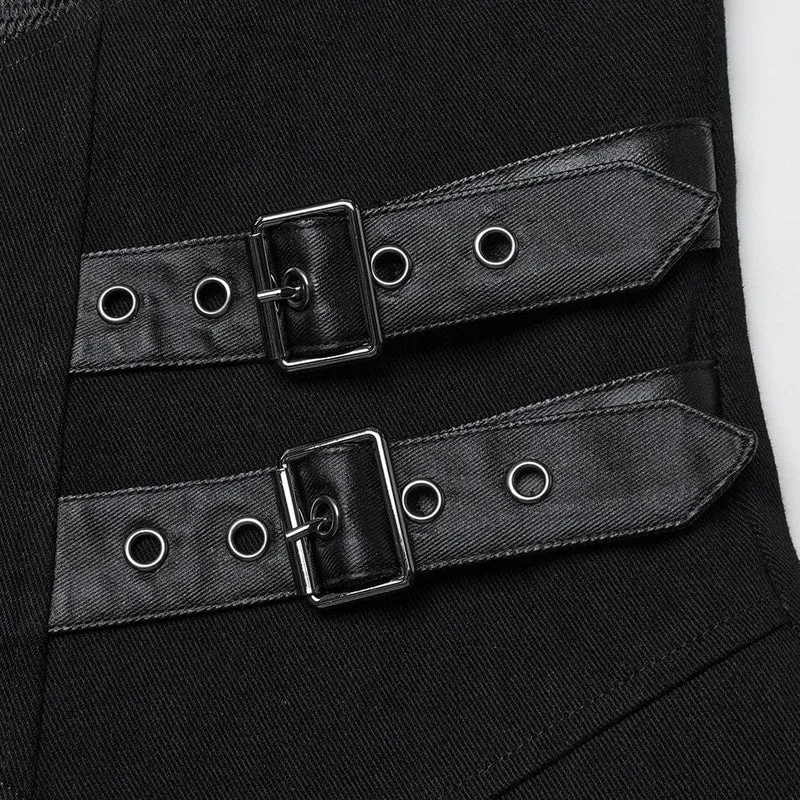 Punk-Jacke mit Schnalle und Schnürung für Herren