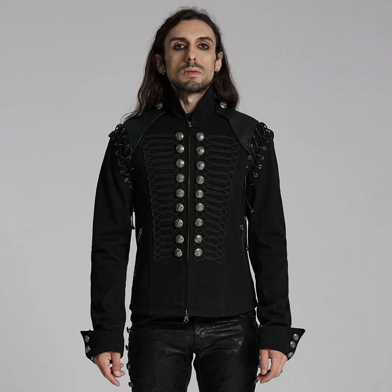 Punk-Jacke mit Schnürknöpfen für Herren