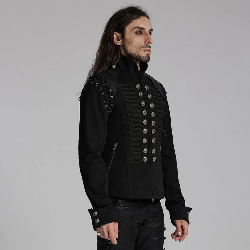 Punk-Jacke mit Schnürknöpfen für Herren