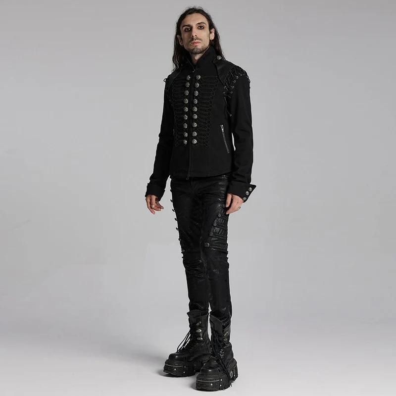 Punk-Jacke mit Schnürknöpfen für Herren