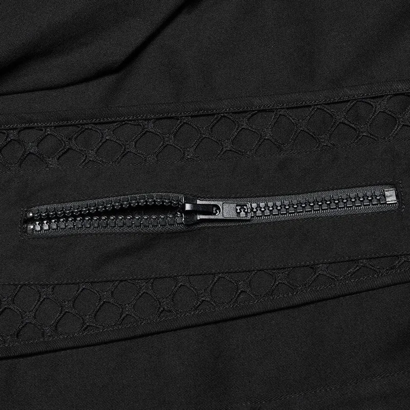 Cyberpunk-Hemd mit Reißverschluss und Netztasche für Herren