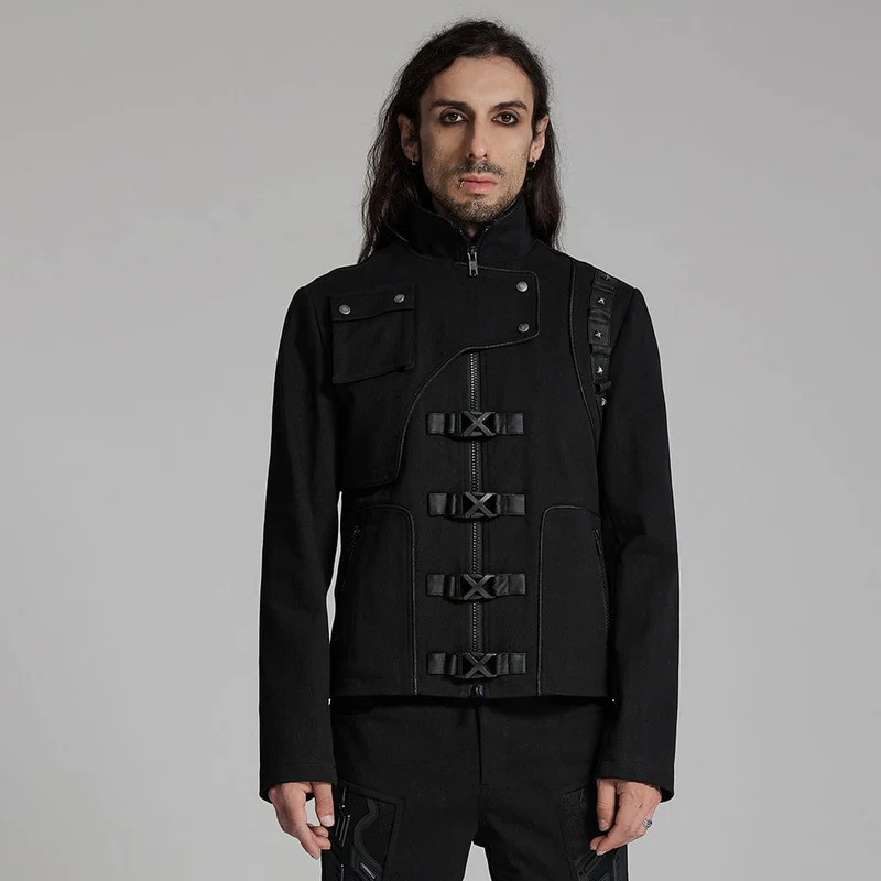 Cyberpunk-Jacke mit Nieten zum Anschnallen für Herren