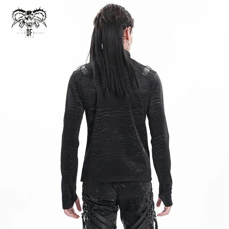 Gothic-Pullover mit Kettenringen und Stehkragen für Herren