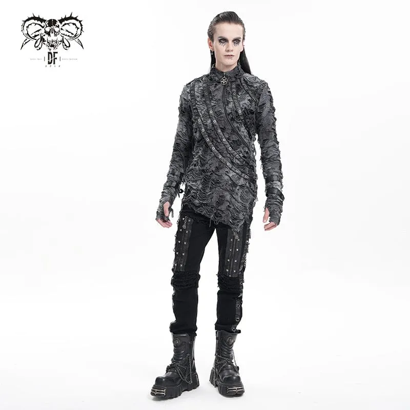Gothic-Pullover mit zerrissenen Ösen für Herren