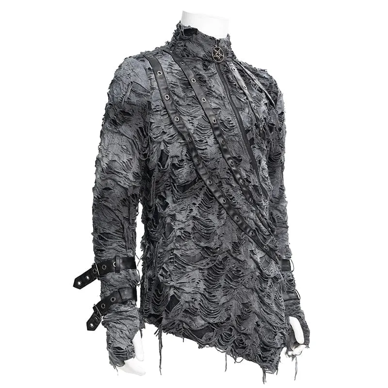 Gothic-Pullover mit zerrissenen Ösen für Herren
