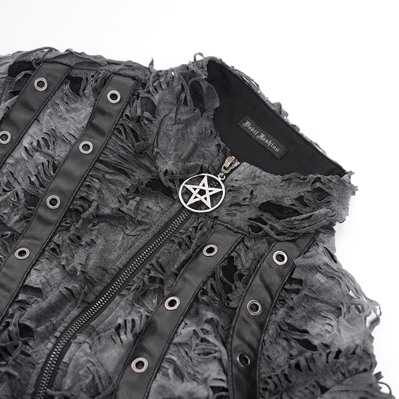 Gothic-Pullover mit zerrissenen Ösen für Herren