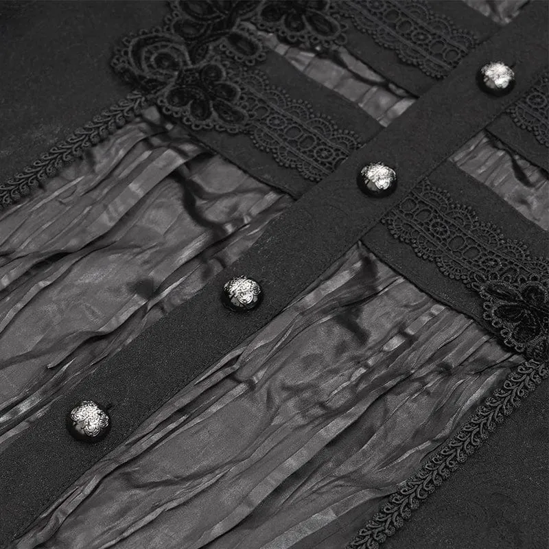 Gothic-Häkelhemd aus plissierter Spitze für Herren