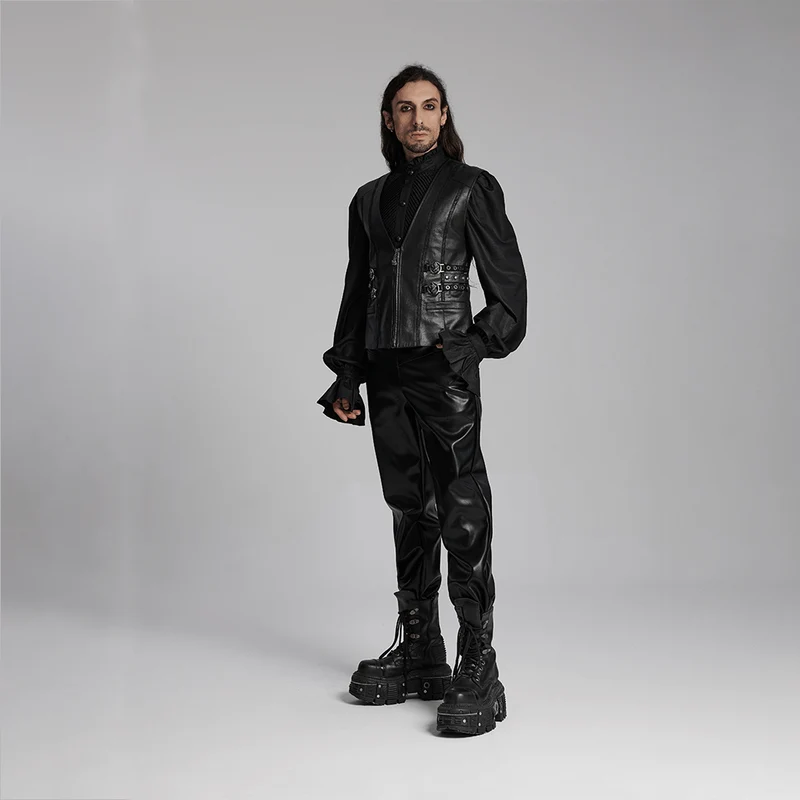 Gothic-Weste für Herren mit Schnalle und Reißverschluss und Ösen