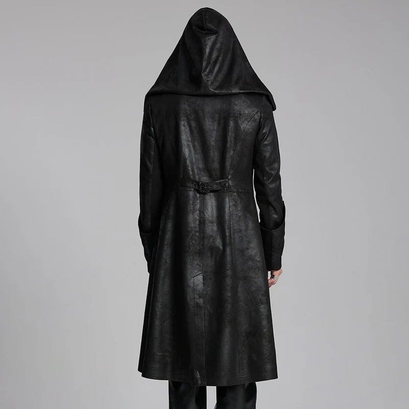Gothic-Faltenjacke für Herren mit Reißverschluss und Kapuze
