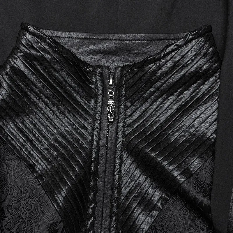Gothic-Faltenjacke für Herren mit Reißverschluss und Kapuze